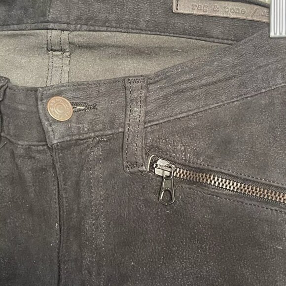 Rag & Bone Jean Womens Black Leather Mid-Rise Ankle Zip Skinny Pants Size 28X 28 - Picture 2 of 8